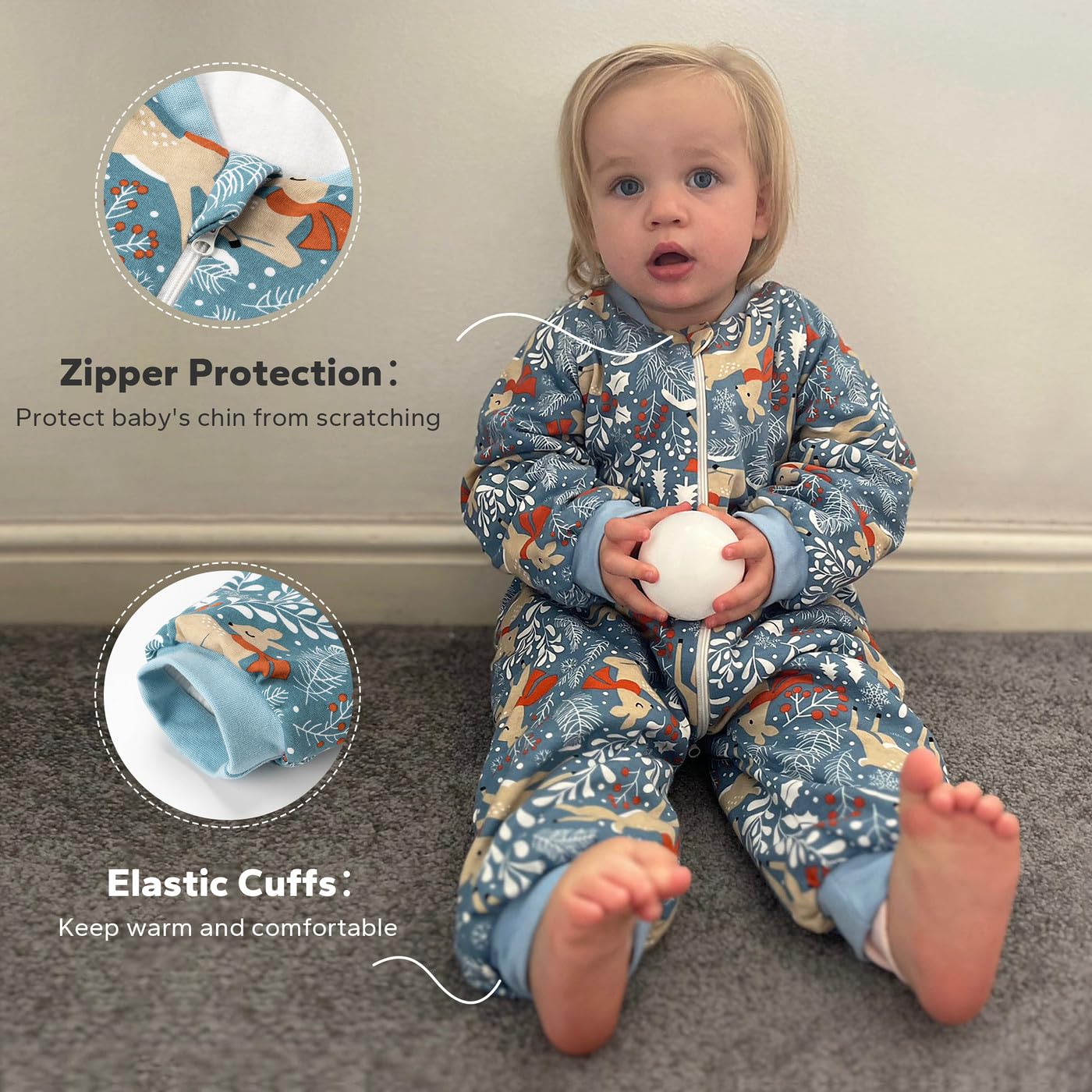 SIMYJOY Winter 2.5 TOG Baby Sleeping Bag with Legs & Arms – 6-36m Toddler Sleepsuit