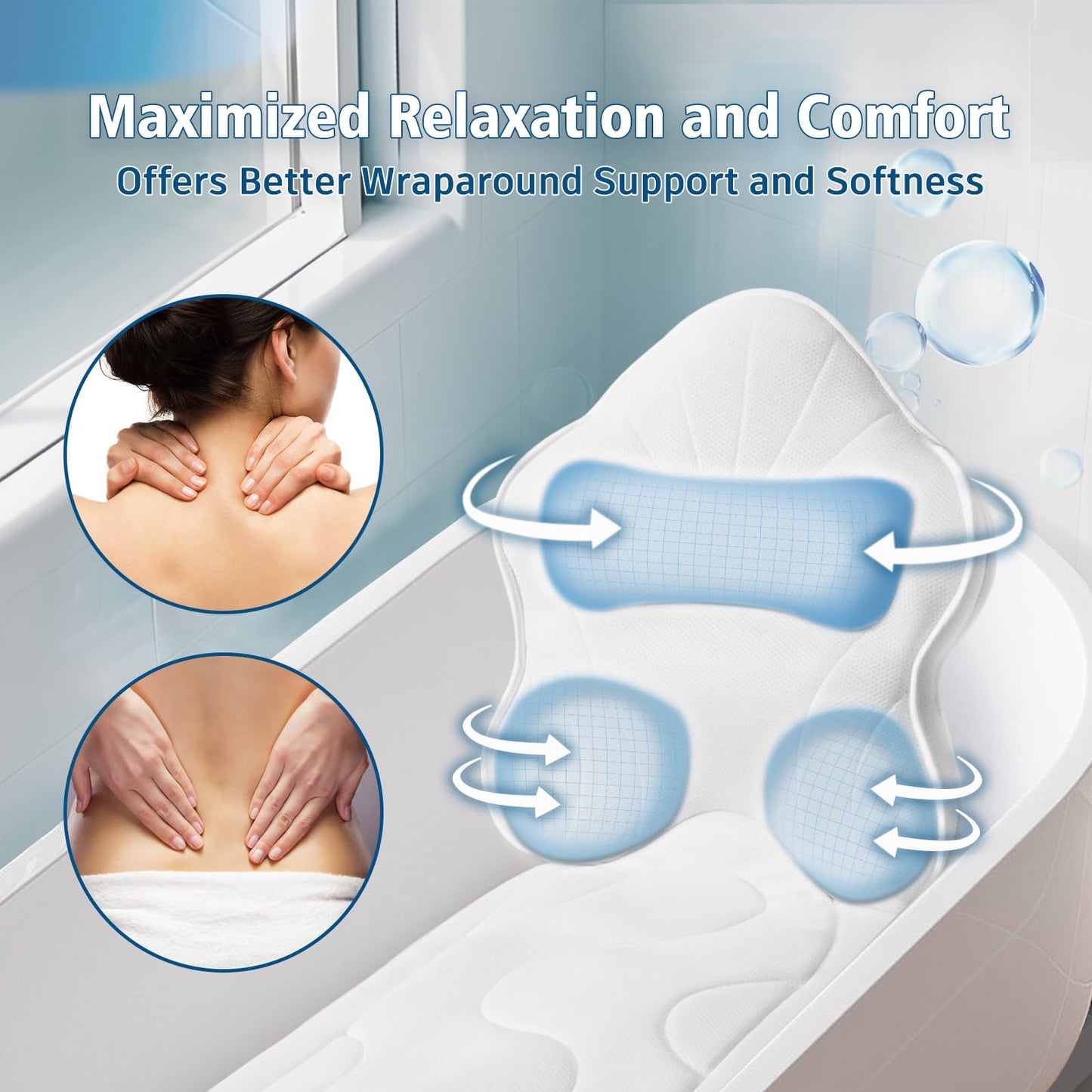 Luxury Full Body Bath Pillow Spa Cushion Headrest Neck Back Support