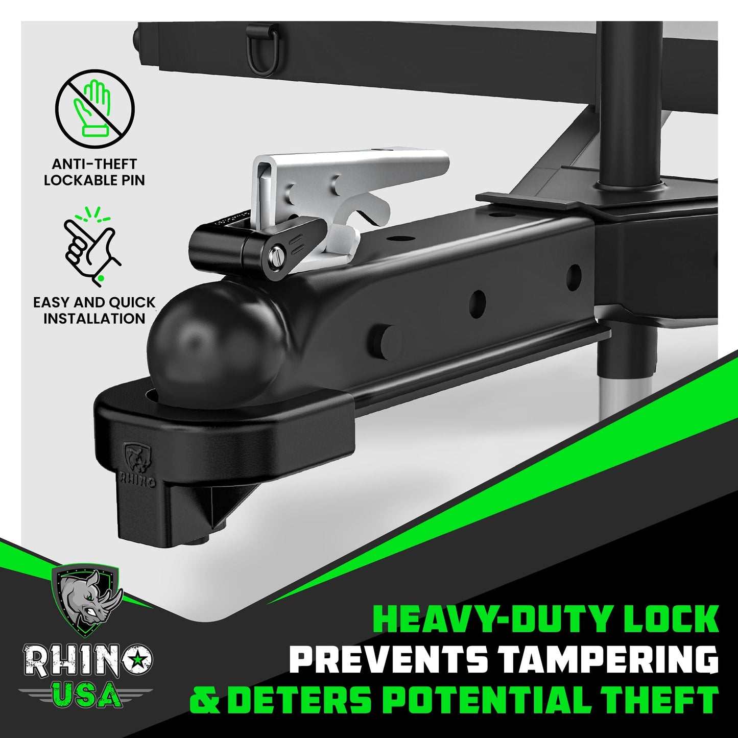 Trailer Hitch Lock Kit Heavy Duty Anti-Theft Coupler for RV, Camper, Boat & Trailer - Black 2-5/16in