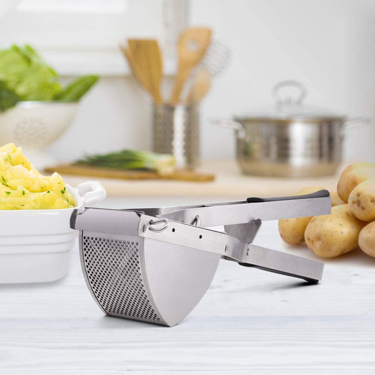 SUREWIN Stainless Steel Potato Ricer & Masher Press with Silicone Handle