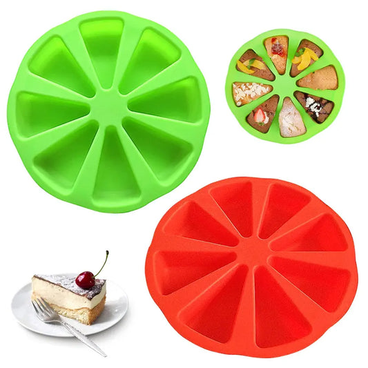 AMJKEJI 2 Pcs Silicone Triangle Baking Moulds Non-Stick 8 Cavity Cake Pan