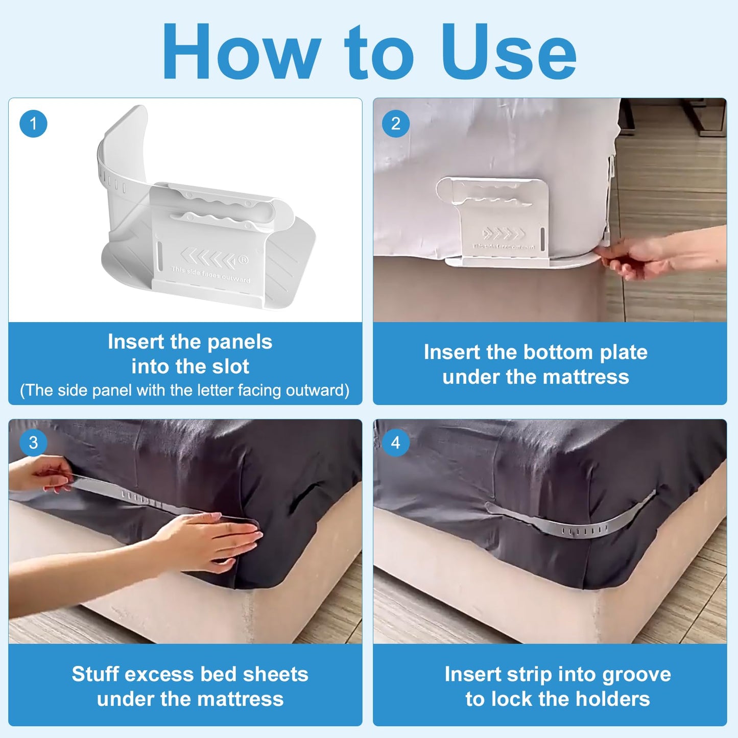 Locking Bed Sheet Holders (Set of 4) – Heavy‑Duty Corner Straps