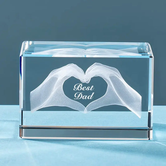 Best Dad Crystal Cube – Engraved Keepsake Gift for Father’s Day & Birthday