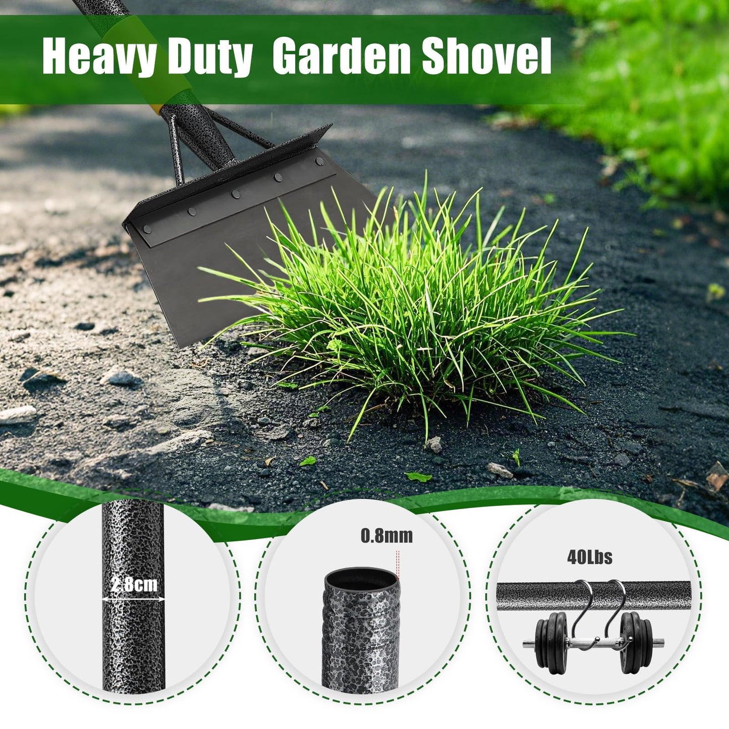 Heavy Duty 152 cm Multifunctional Garden Shovel – Lawn Edging • Weeding • Snow & Patio