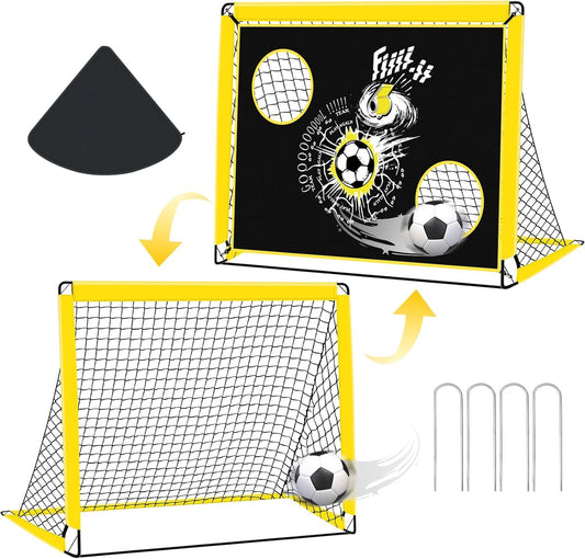2-in-1 Kids Football Goal Training Net Foldable with Targets - Orange