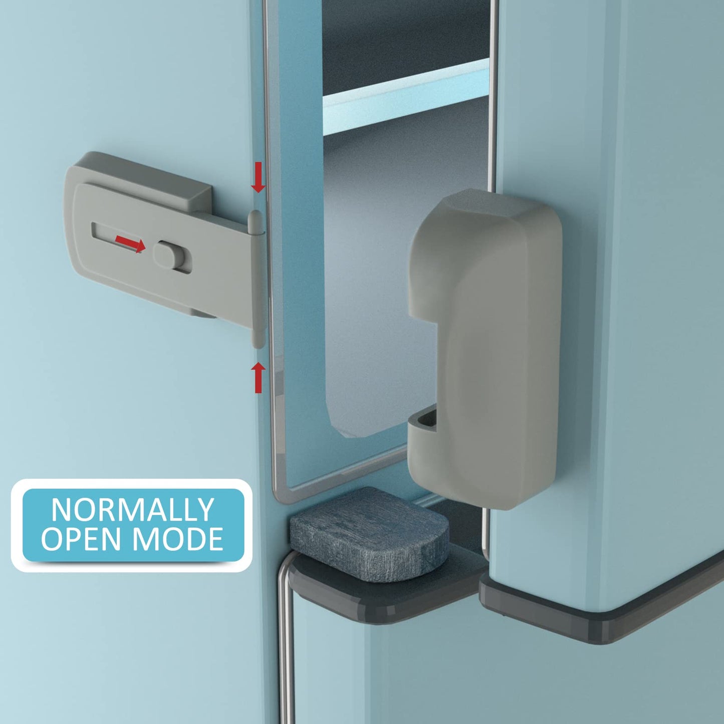 2 Pack Child Proof Fridge Lock Secure Adhesive Refrigerator Freezer Door Latch Grey