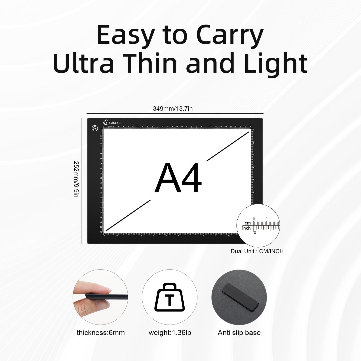 A4 LED Light Box Drawing Pad 3 Brightness Levels Tracing Board