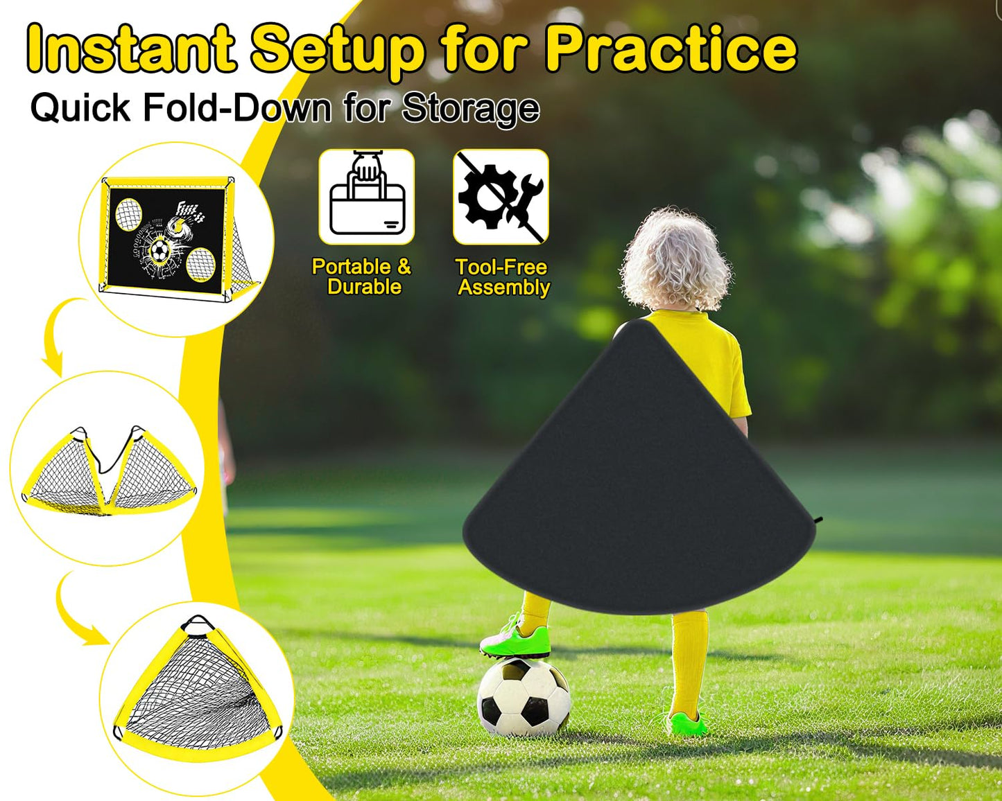 2-in-1 Kids Football Goal Training Net Foldable with Targets - Orange