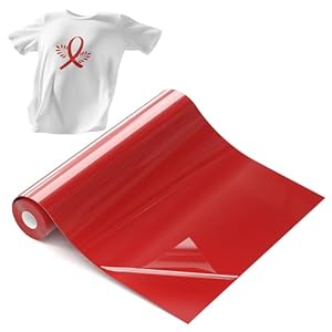 Hisiu Red HTV Heat Transfer Vinyl 12"x10FT Iron-On for T-Shirts & Fabric Crafts