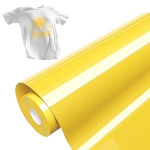 Hisiu Yellow HTV Heat Transfer Vinyl 12"x25FT Iron-On for T-Shirts & Fabric Craft