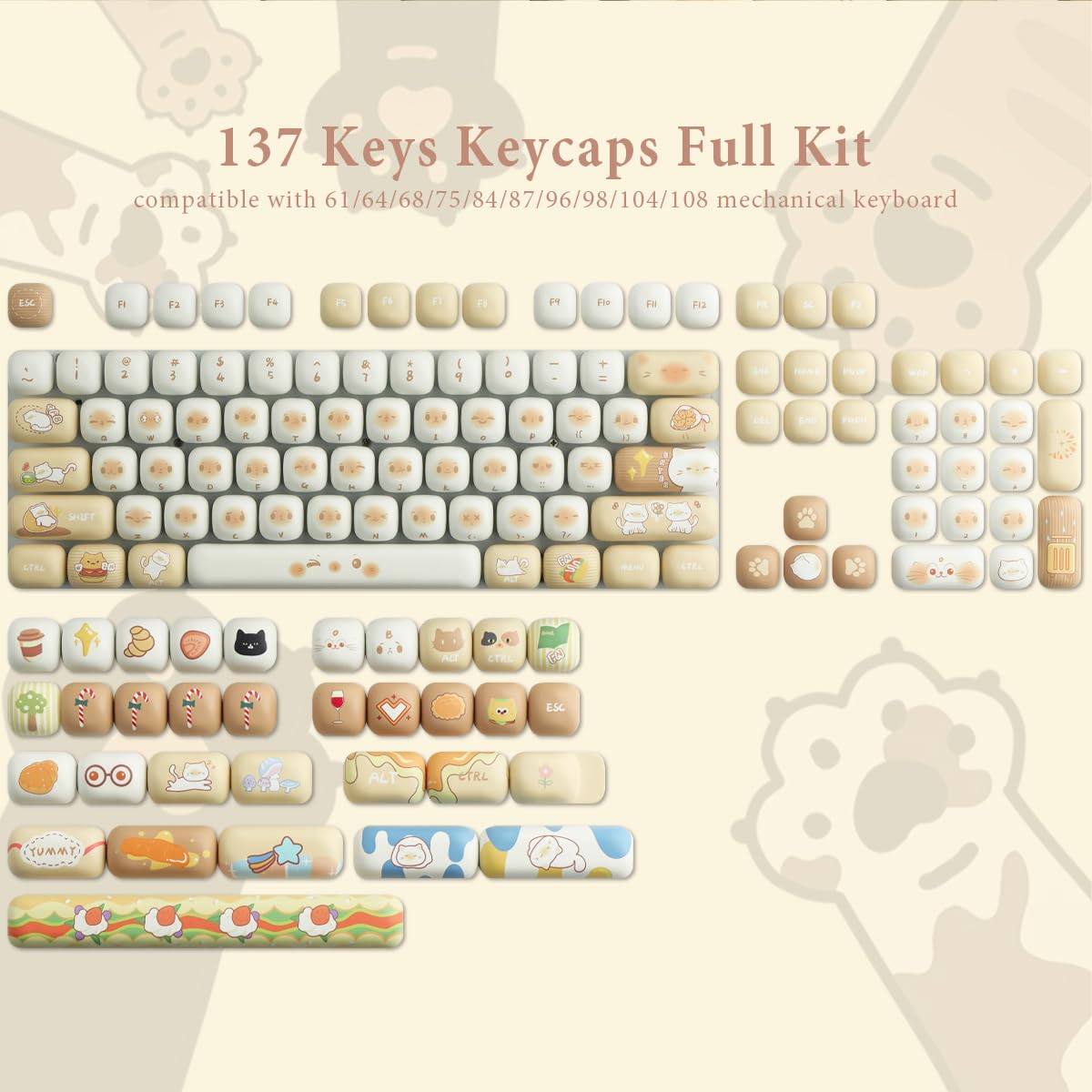 137 Key PBT Keycap Set MOG Profile Dye Sublimation Mechanical Keyboard