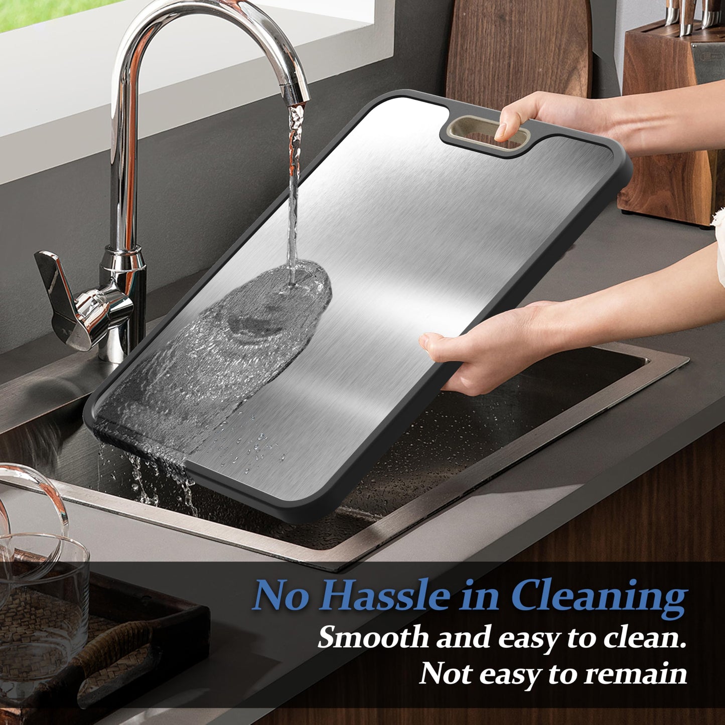 Double Sided 304 Stainless Steel Wheat Straw Cutting Board Non Slip Dishwasher Safe
