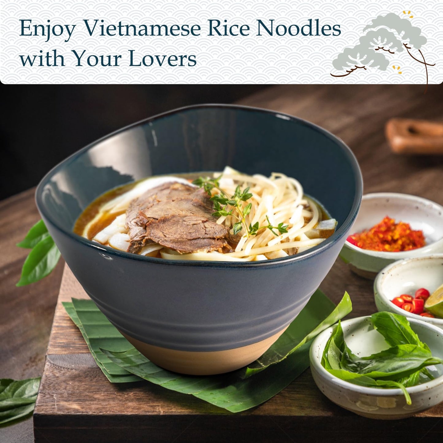 NUTRIUPS Ceramic Ramen Bowl Set (2) – 850ml Japanese Noodle Soup Bowls