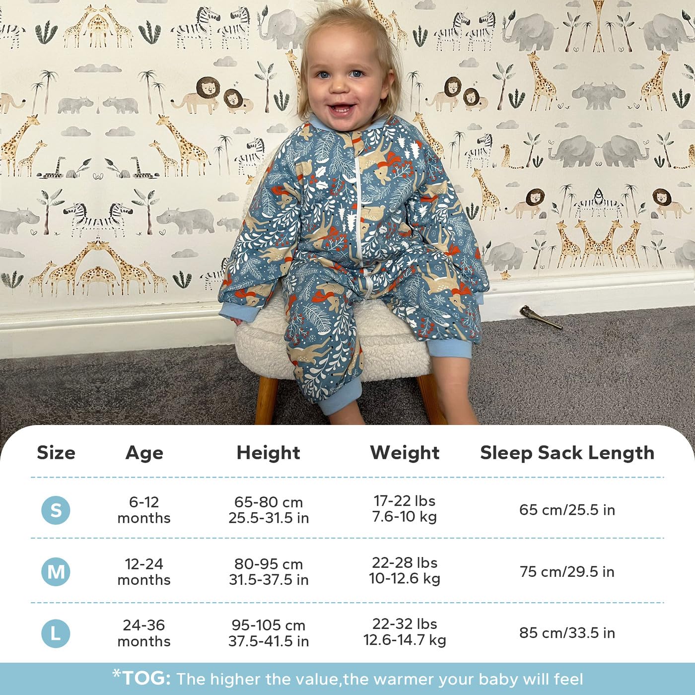 SIMYJOY Winter 2.5 TOG Baby Sleeping Bag with Legs & Arms – 6-36m Toddler Sleepsuit
