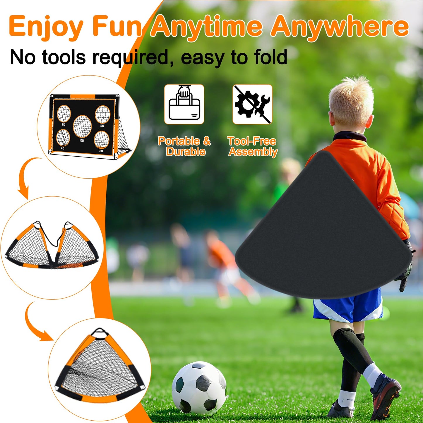 Gofady 2-in-1 Kids Football Goal & Training Net with Targets