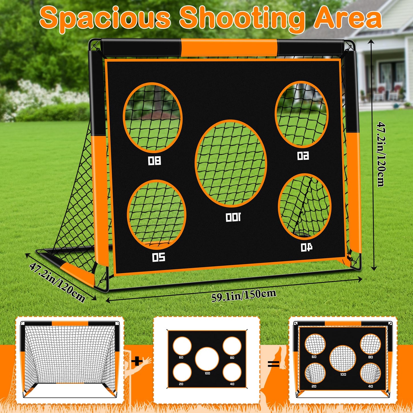 Gofady 2-in-1 Kids Football Goal & Training Net with Targets