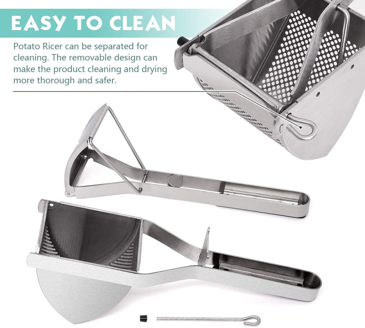 SUREWIN Stainless Steel Potato Ricer & Masher Press with Silicone Handle