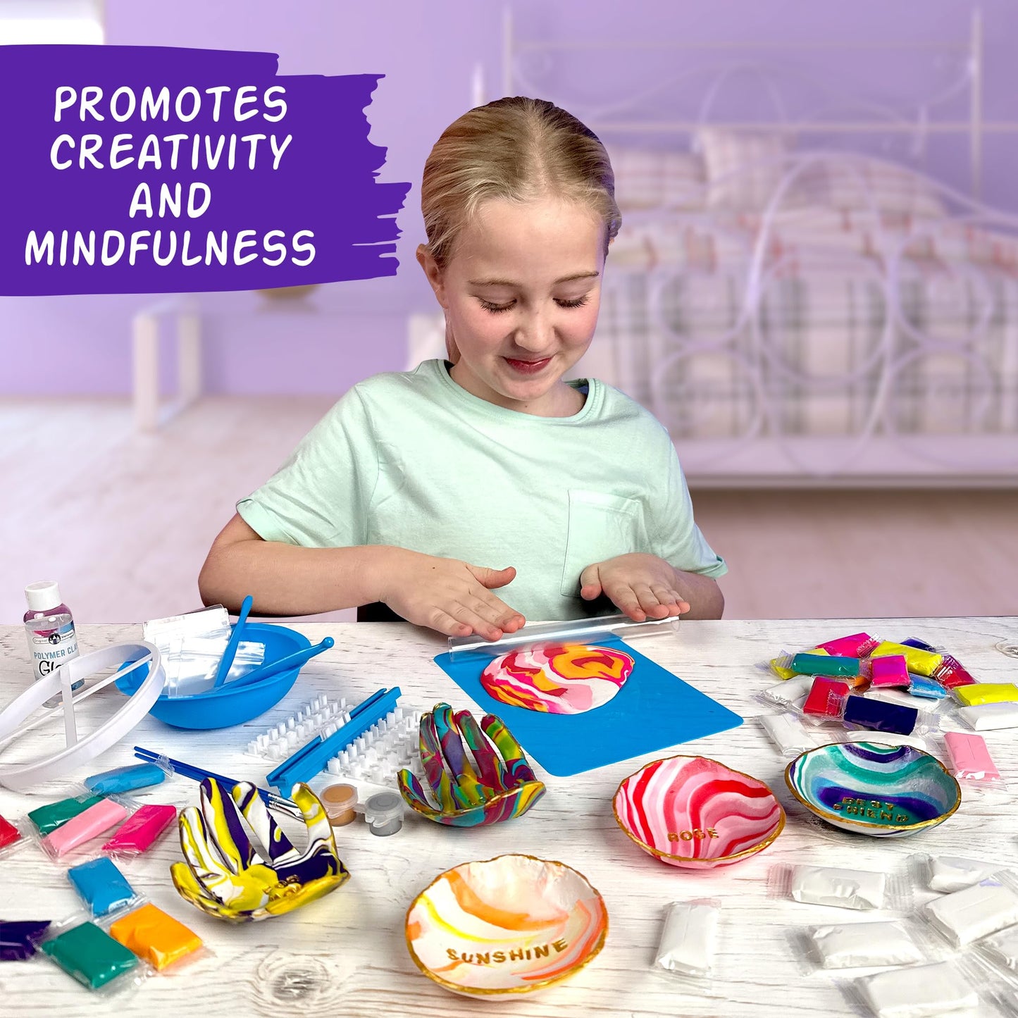 Clay Craft DIY Studio Set With 40 Modelling Clays Tools Letter Press For Kids