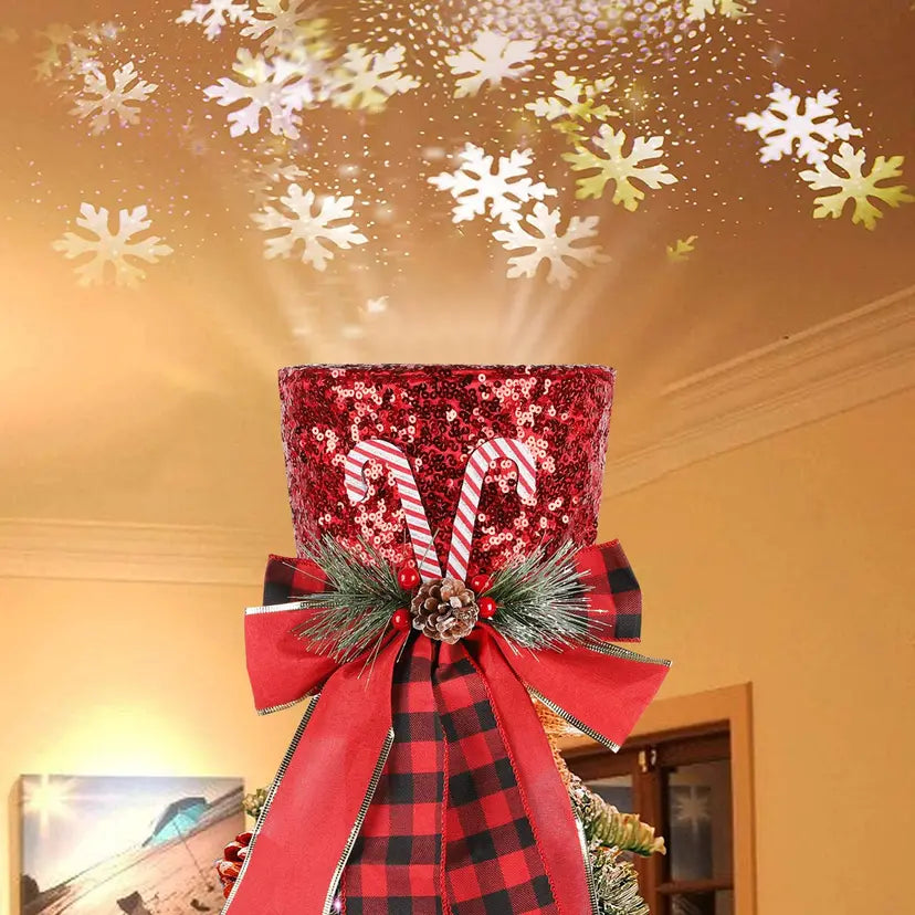 3D LED Rotating Snowflake Projector Tree Topper – Christmas Decor UK”