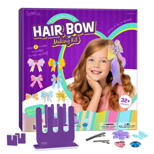 ONE TO FOUR Hair Bow Making Kit for Girls - DIY Fashion Bows for Kids -