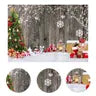 10×8 ft Christmas Photography Backdrop – Santa, Snowman & Gifts Winter Scene