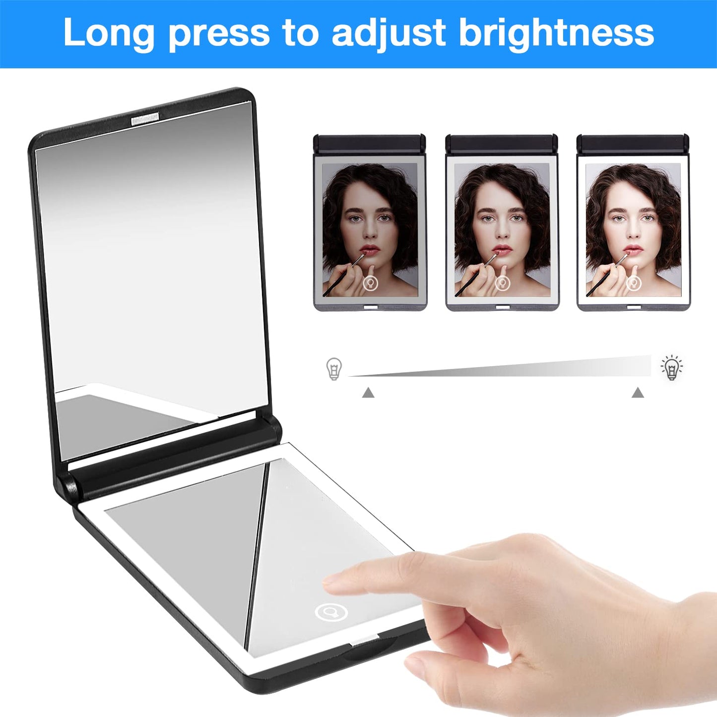 Wobsion LED Travel Makeup Mirror 1X/10X Magnification Rechargeable