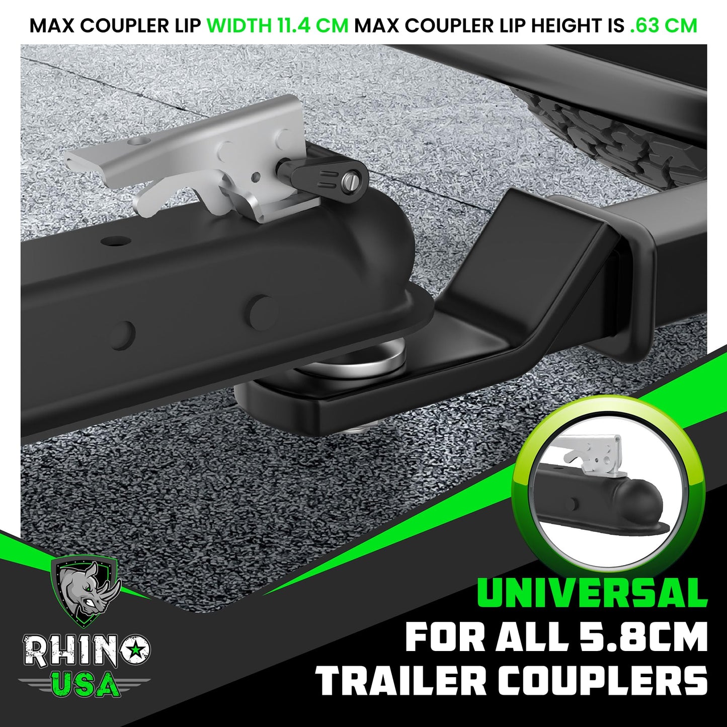 Trailer Hitch Lock Kit Heavy Duty Anti-Theft Coupler for RV, Camper, Boat & Trailer - Black 2-5/16in
