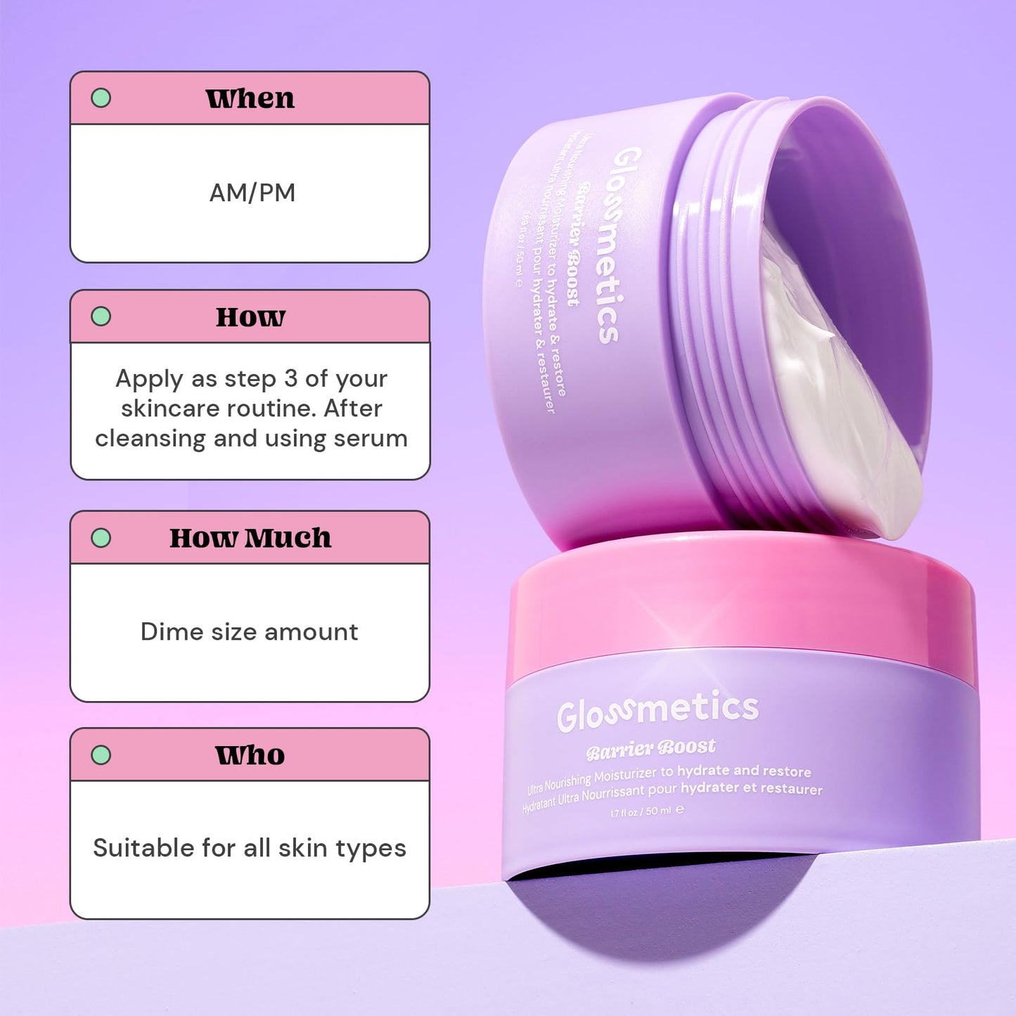 Glossmetics Ultra Nourishing Vegan Face Moisturizer - 50ml Hydrating Barrier Repair Cream