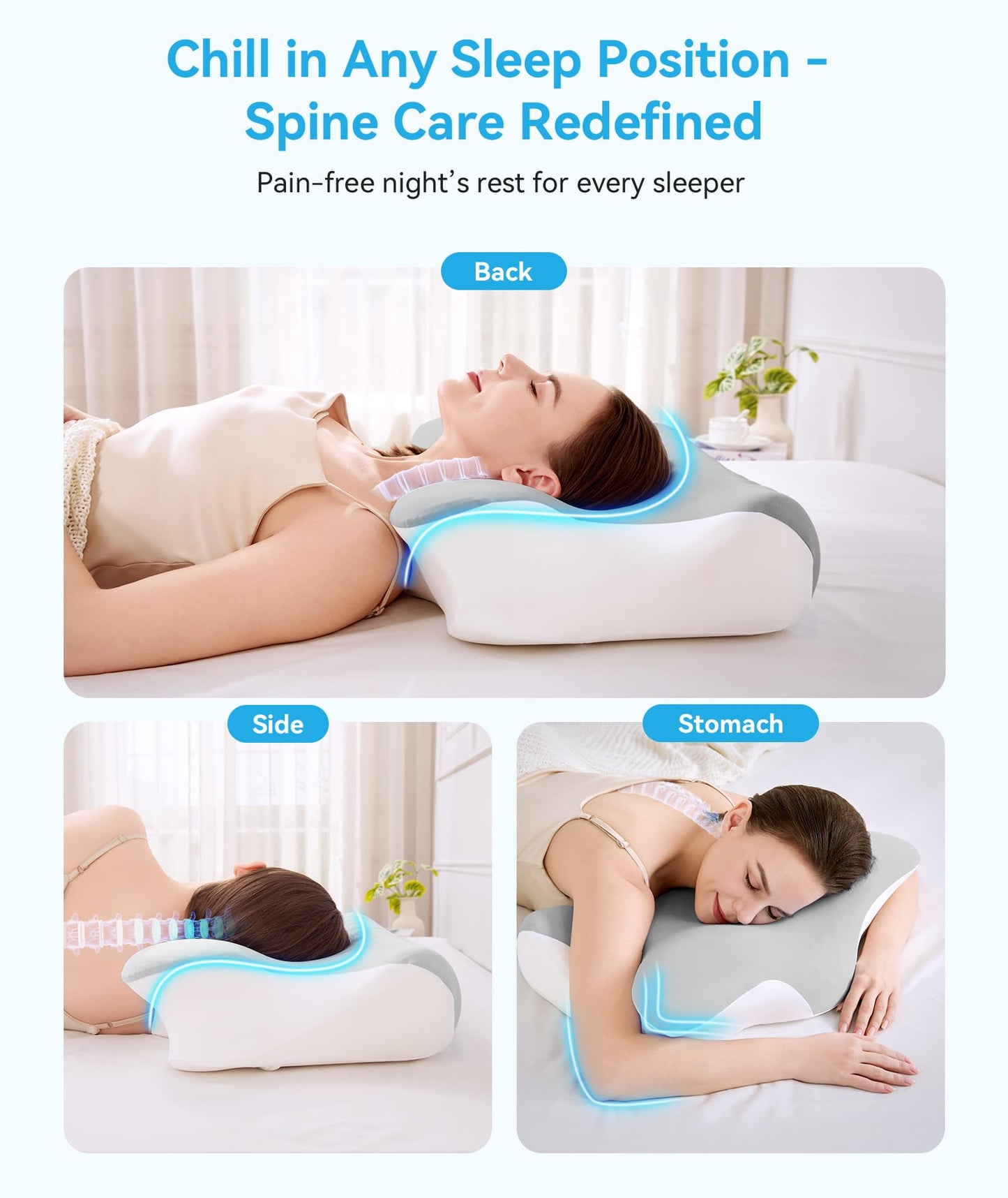 Cervical Memory Foam Pillow Orthopaedic Neck Support Side Sleepers