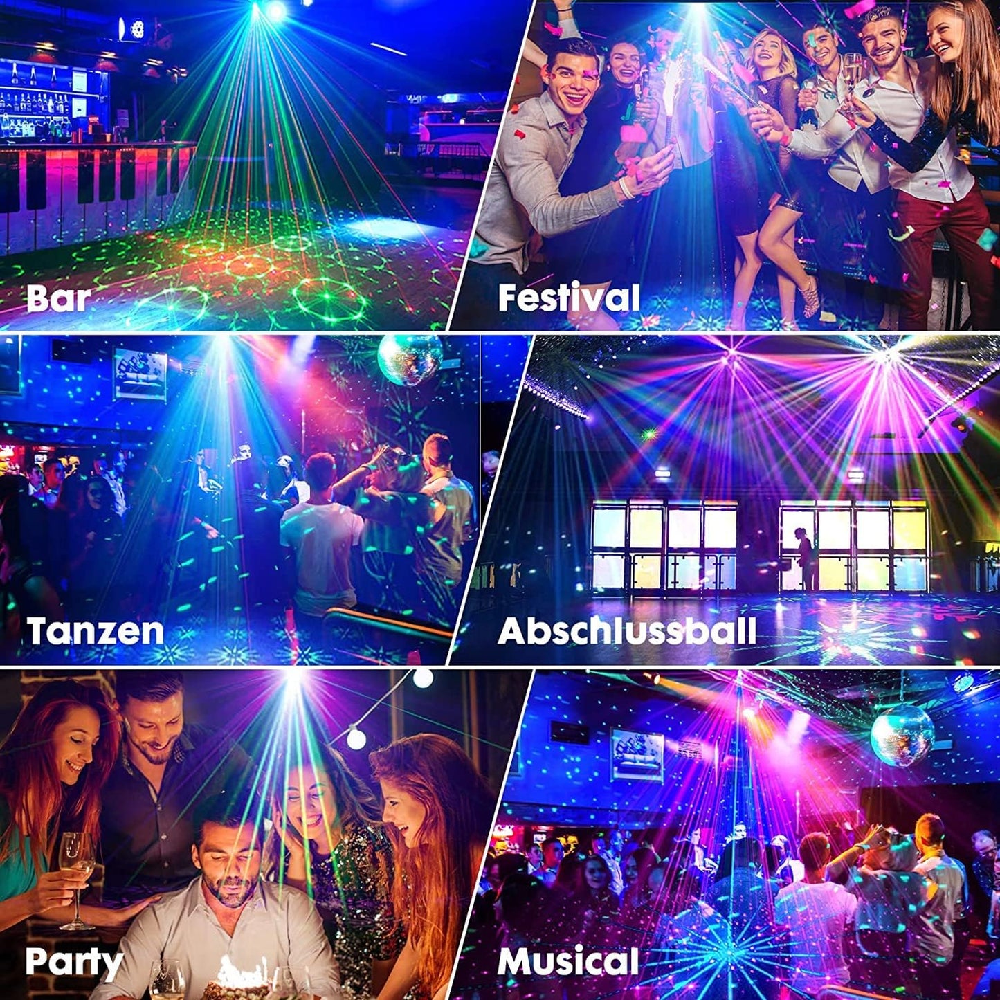 Sound Activated Disco Party Lights with Remote, Multi-Colour LED Effects