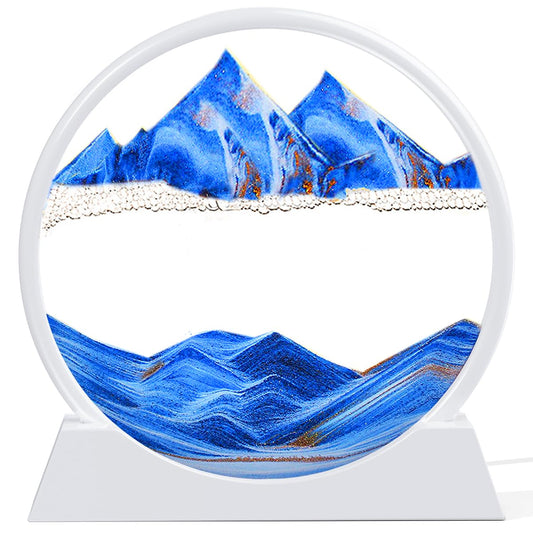E-feilai 7" Moving Sand Art Picture – Dynamic White-Blue Desktop Decor