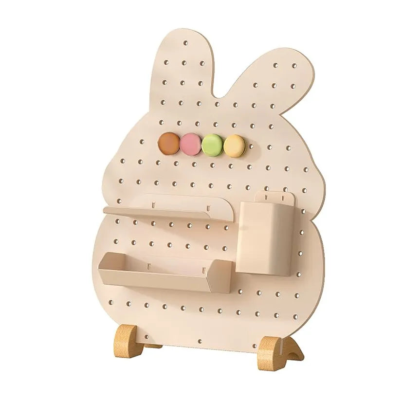 Rabbit Pegboard Desk Organiser with Shelves & Colour Pegs (Freestanding)