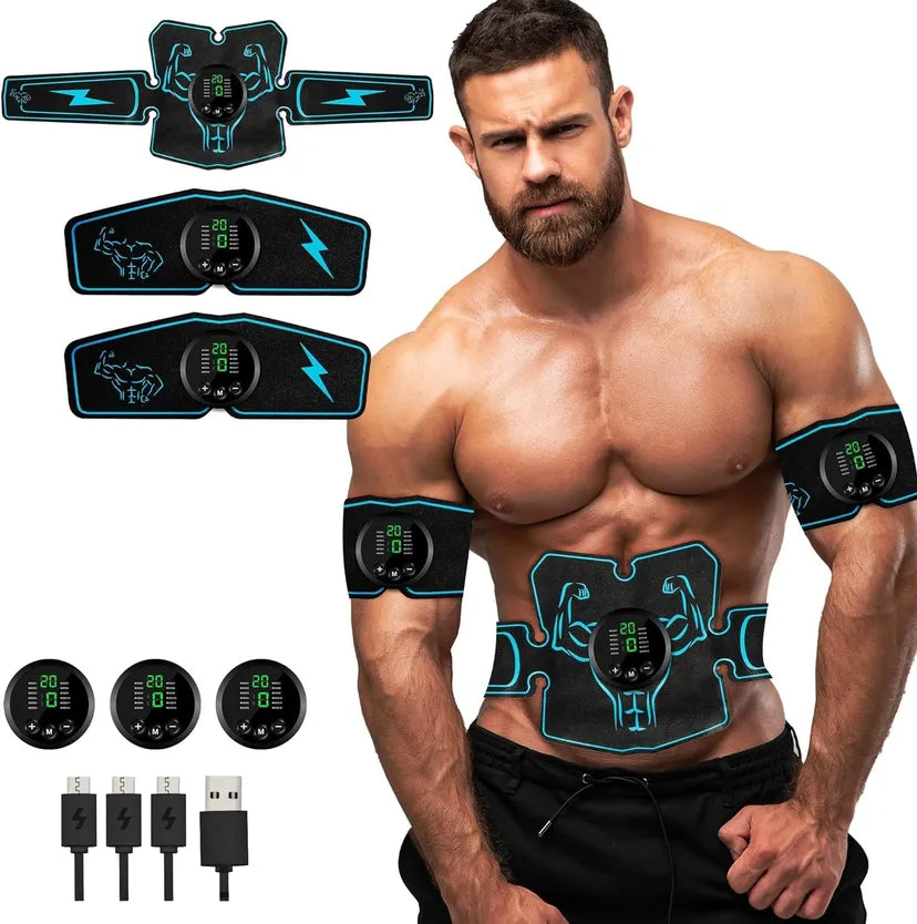 EMS Muscle Stimulator Ab Trainer USB Rechargeable Fitness Equipment Blue M