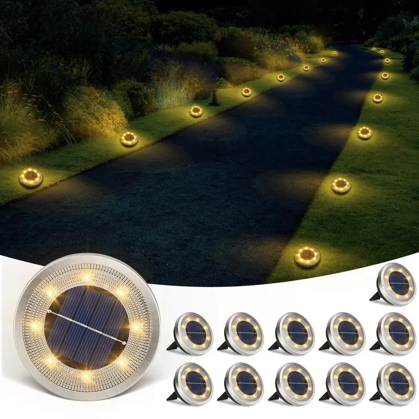 Solar Ground Lights for Garden Path (12 Pack)