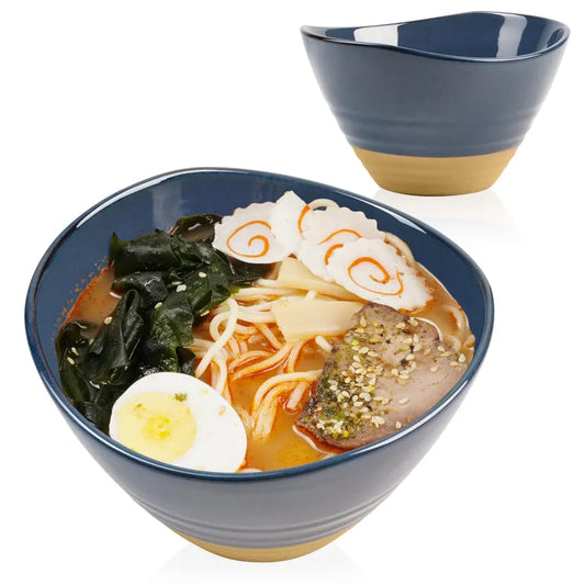 NUTRIUPS Ceramic Ramen Bowl Set (2) – 850ml Japanese Noodle Soup Bowls