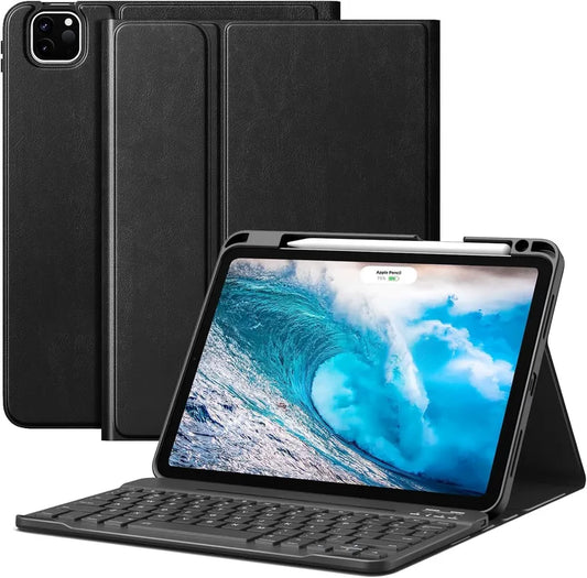 MoKo Keyboard Case with Detachable Bluetooth Keyboard for iPad Air 11" (M3/M2) – Black