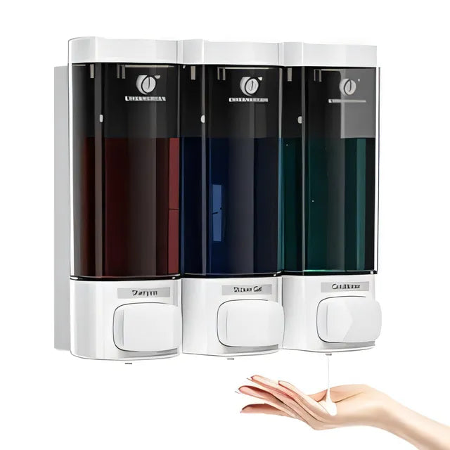 Wall Mounted Shampoo & Conditioner Dispenser Set 3 x 320ml White