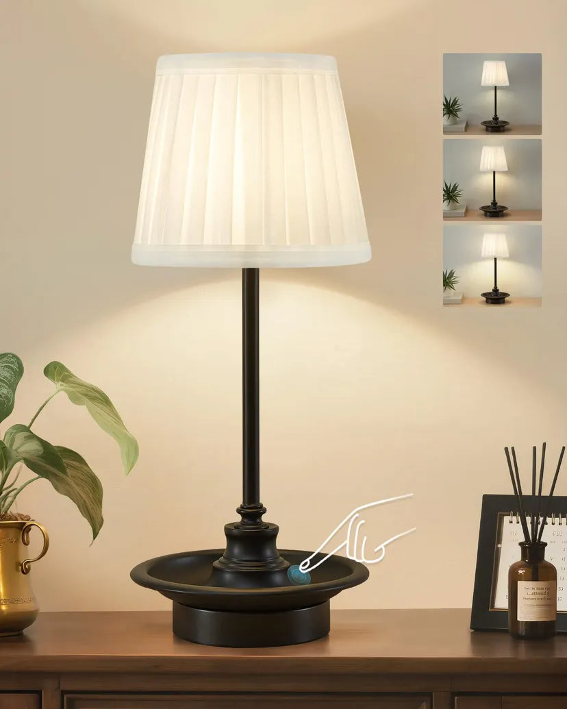 GyroVu Rechargeable Cordless Table Lamp, Touch Dimmable LED, 4000mAh Battery