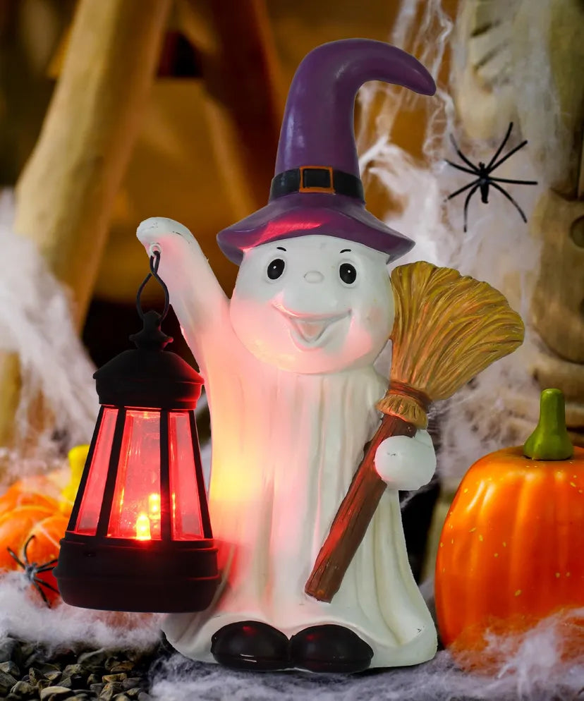 Solar Halloween Ghost Garden Statue with LED Lantern