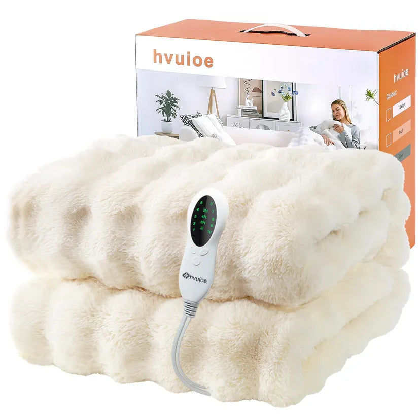 Heated Throw Electric Blanket Faux Fur Fast Heat Auto Shut-Off