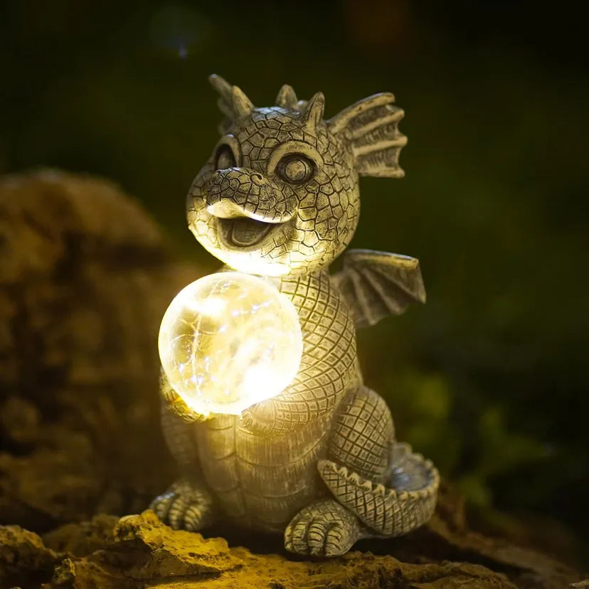 Solar Dragon Garden Statue with LED Light (19cm)