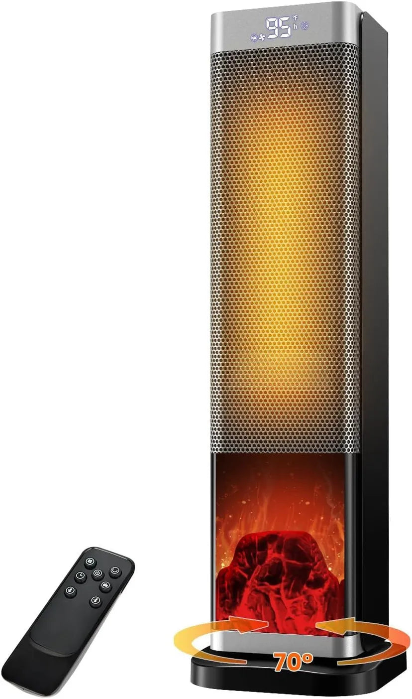 Electric Space Heater 2000W Remote Oscillating Flame ECO Portable