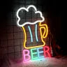 Beer Neon Sign LED Wall Light, USB Powered Bar & Man Cave Decor (16.5"x10.1")