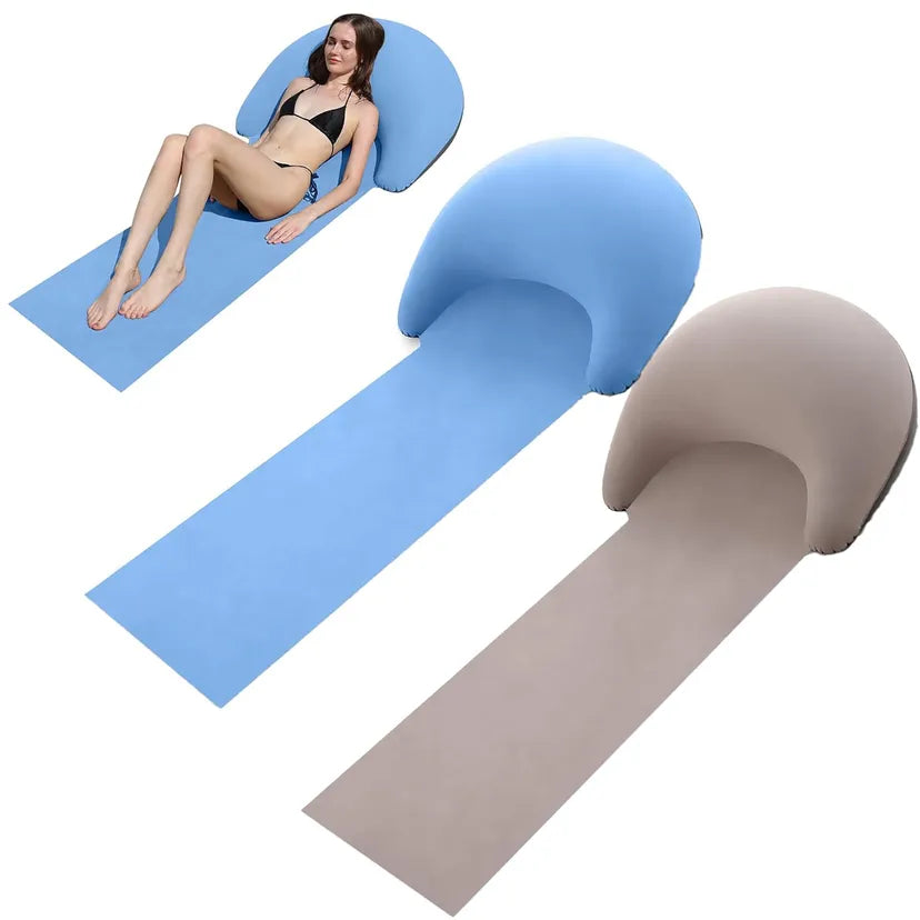 2 Pack Beach Blanket with Inflatable Headrest, Portable Reclining Mat