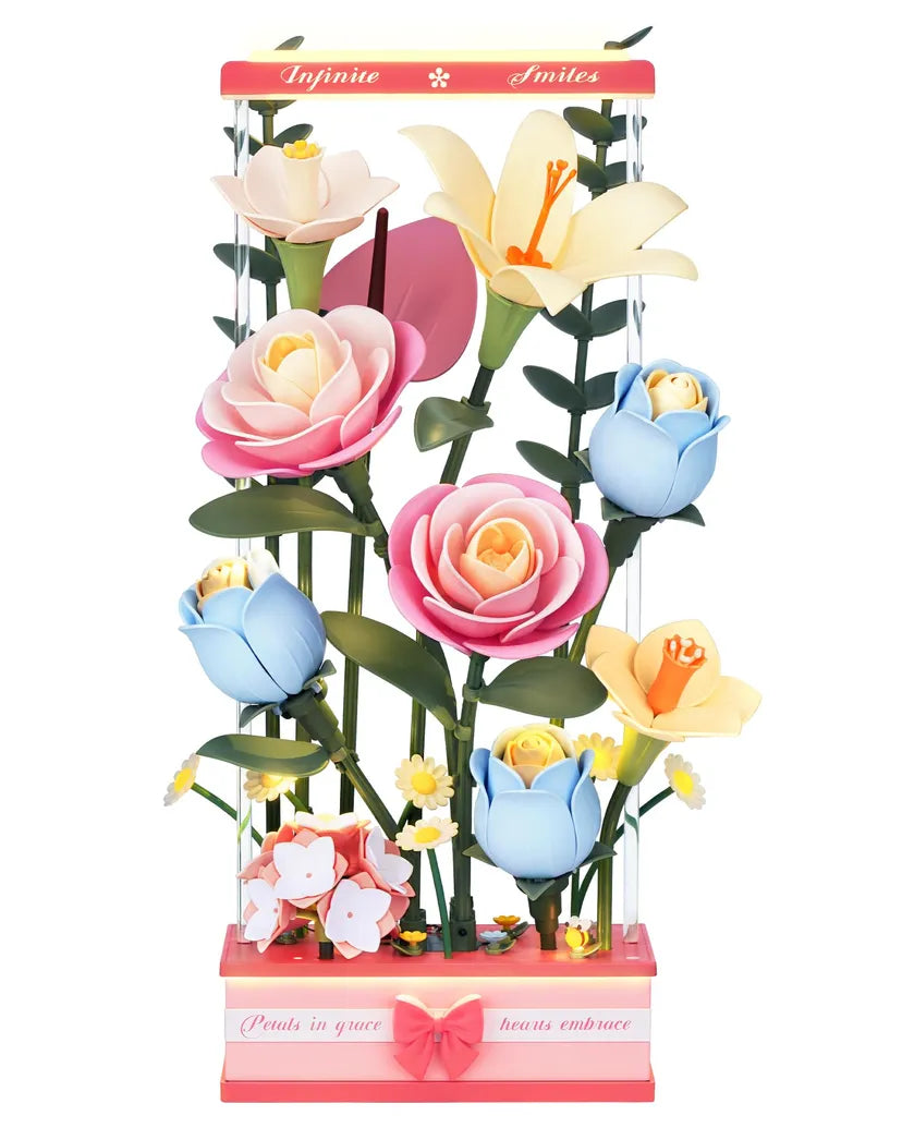 ROKR 3D Flower Building Kit with Light & Electric Bloom Effect (AF01D)