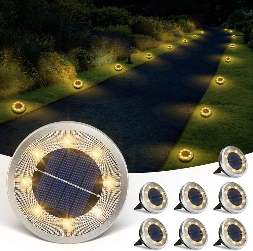 Solar Ground Lights for Garden Path (8 Pack)