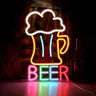 Beer Neon Sign LED Wall Light, USB Powered Bar & Man Cave Decor (16.5"x10.1")