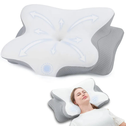 RUMMY Cervical Memory Foam Neck Pillow, Ergonomic Support 62×35cm