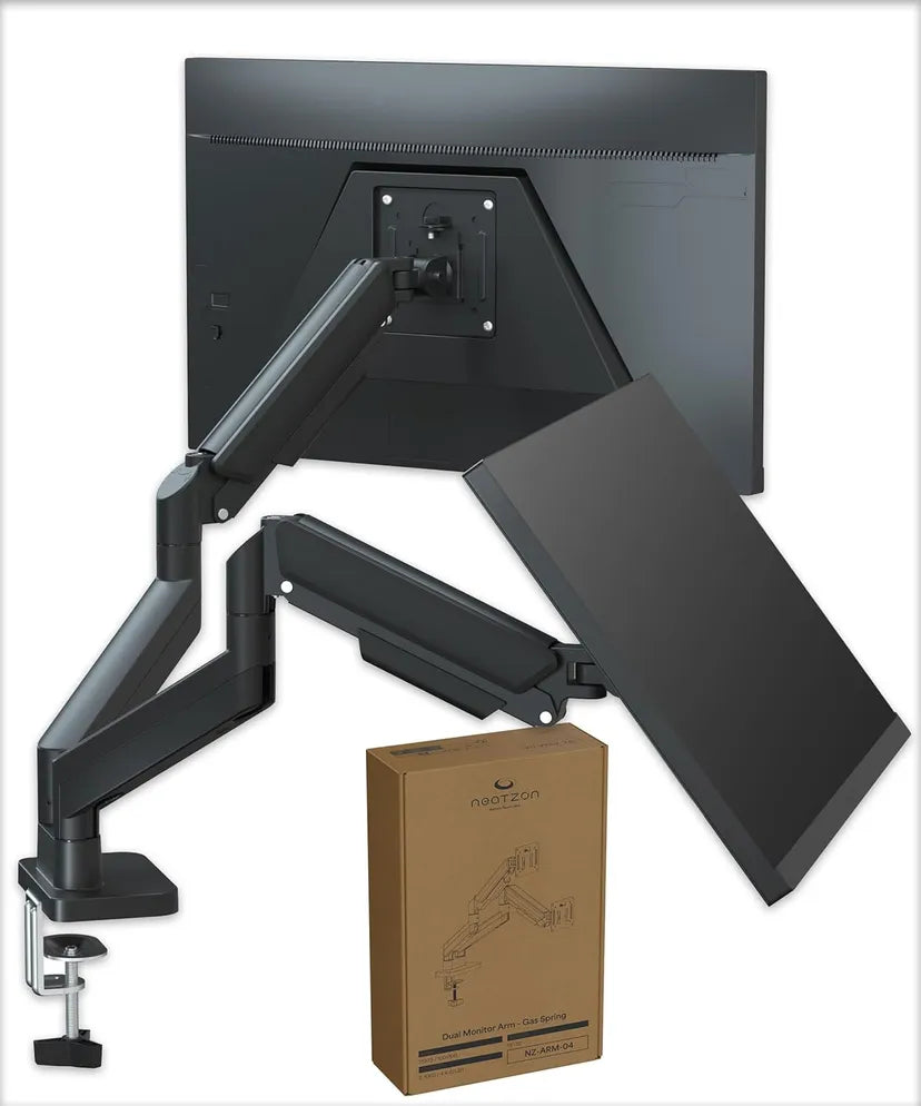 Dual 32-Inch Monitor Arm Desk Mount Height Adjustable VESA Gas Spring - Black