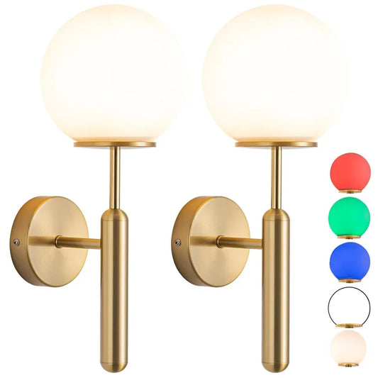 Aiehnid Battery Wall Sconces (Set of 2) – Gold, Remote & Dimmable